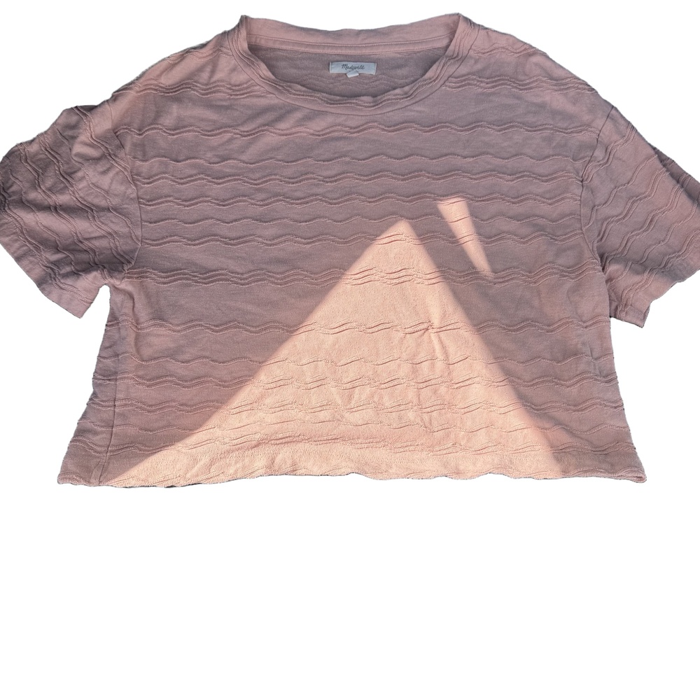Madewell Womens Top Size M Light Pink Short Sleeve Textured Pattern Casual‎ Chic